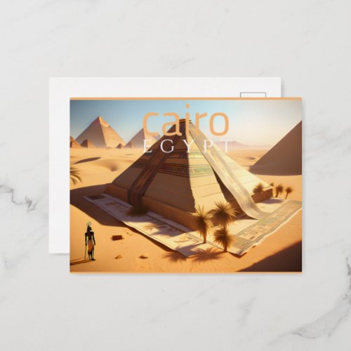 Cairo pyramids foil holiday postcard