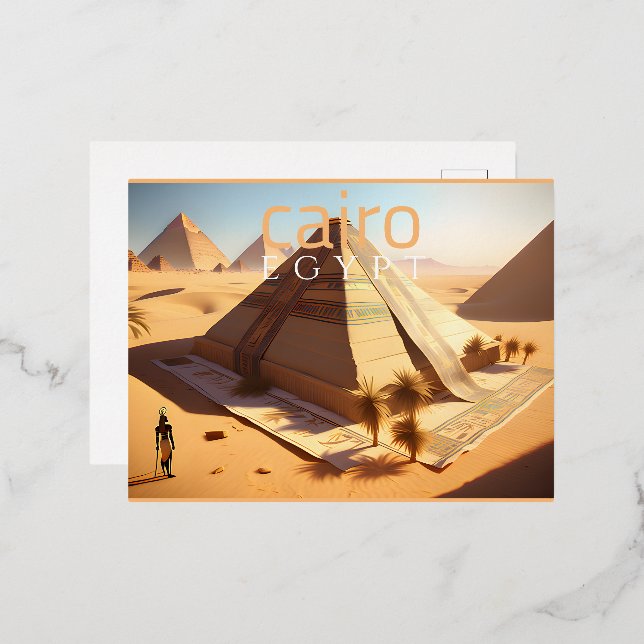 Cairo pyramids foil holiday postcard (Front/Back)
