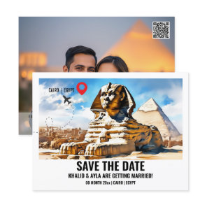 Cairo Sphinx pyramid photo save date destination Postcard