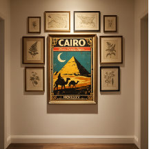 Cairo Vintage Travel Poster – Retro Egypt Pyramids