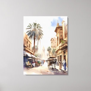 Cairo watercolor art canvas print