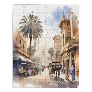 Cairo watercolor art jigsaw puzzle
