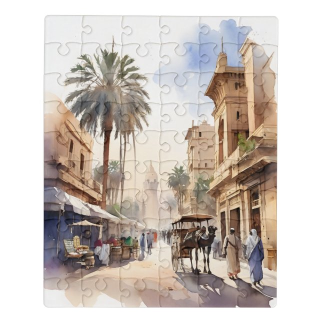 Cairo watercolor art jigsaw puzzle (Puzzle Vertical)