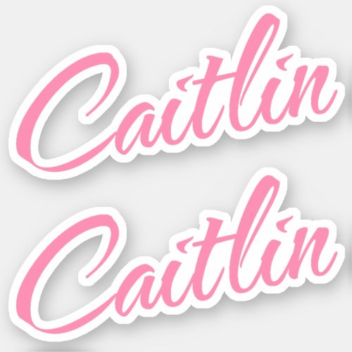 Caitlin Decorative Name in Pink x2 Sticker