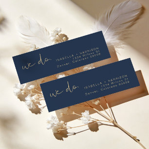 CAITLIN Edgy Modern Navy and Gold Return Address Label