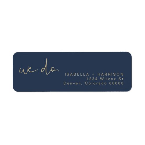 CAITLIN Edgy Modern Navy and Gold Return Address Label