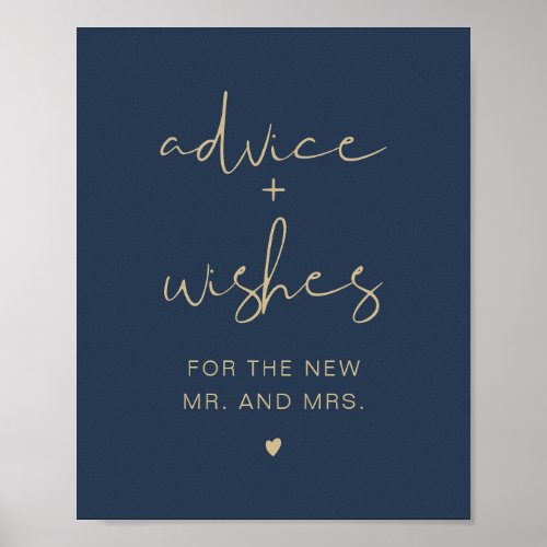 CAITLIN Elegant Navy  Gold Advice  Wishes Sign