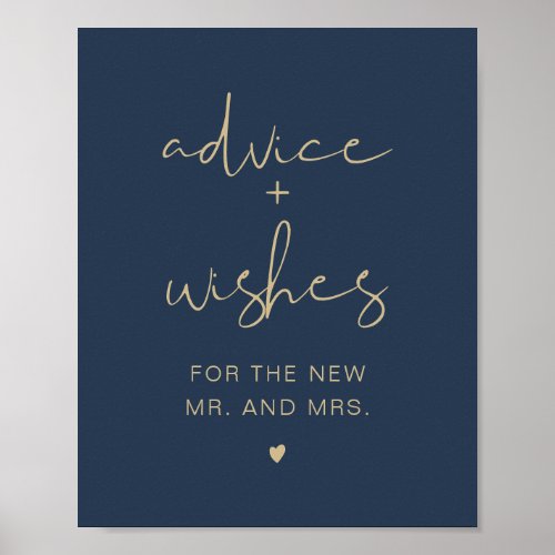 CAITLIN Elegant Navy & Gold Advice & Wishes Sign