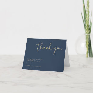 CAITLIN Modern Minimalist Navy and Gold Thank You Card