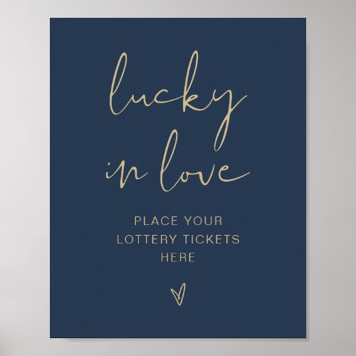 CAITLIN Modern Navy and Gold Lucky in Love Sign