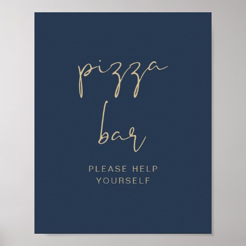CAITLIN Modern Navy and Gold Pizza Bar Poster