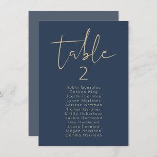 CAITLIN Modern Navy and Gold Table Seating Card