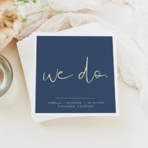 CAITLIN Modern Navy and Gold Wedding We Do Napkins