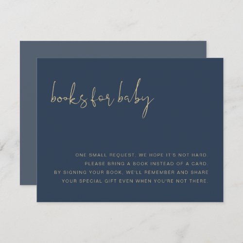 CAITLIN Modern Navy Blue and Gold Books For Baby  Invitation