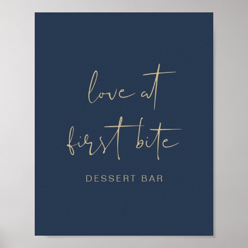 CAITLIN Modern Navy Blue and Gold Dessert Bar  Poster