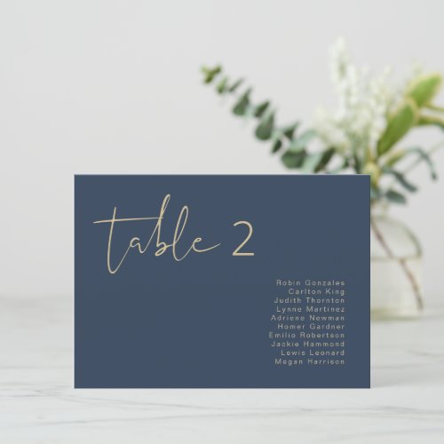 CAITLIN Modern Navy Blue Table Seating Card