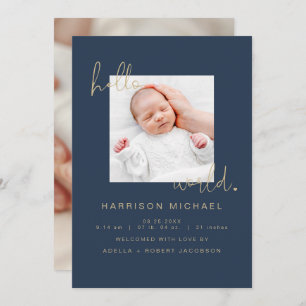 CAITLIN Modern Navy Newborn One Photo Announcement