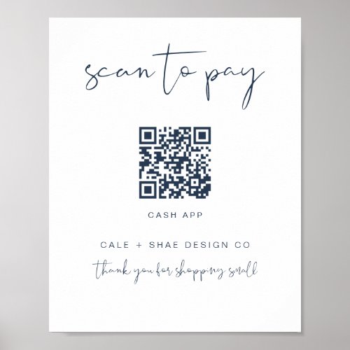CAITLIN Modern Navy Small Business Payment Sign