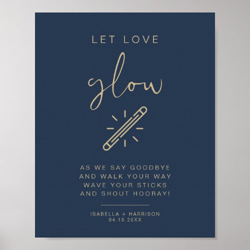 CAITLIN Navy and Gold Let Love Glow Wedding Sign