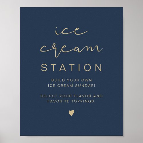 CAITLIN Navy and Gold Modern Ice Cream Station Poster