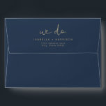 CAITLIN Navy and Gold Modern Minimalist Wedding Envelope<br><div class="desc">This wedding envelope features a navy and gold color combination paired with an edgy modern minimalist design with the words,  'we do' written on the return address envelope flap. Easily change the name and address and pair with anything from the Edgy Modern Minimalist Collection.</div>
