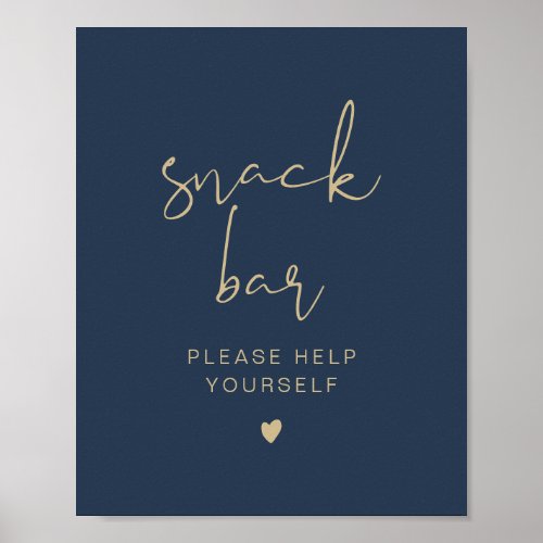 CAITLIN Navy and Gold Modern Snack Bar Poster
