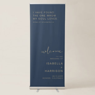 CAITLIN Navy and Gold Modern Wedding Welcome Retractable Banner