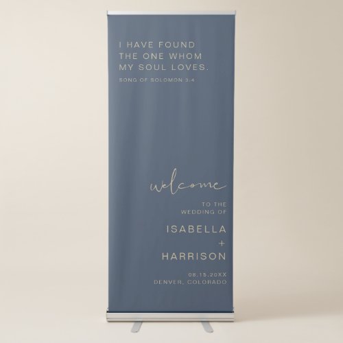 CAITLIN Navy and Gold Modern Wedding Welcome  Retractable Banner