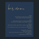 CAITLIN Navy and Gold Wedding Bar Menu Poster<br><div class="desc">This bar menu sign features a handwritten font with a navy blue and gold color combination. This is perfect for a wedding, couple's shower, bridal shower, engagement party or any other special event. Edit all the wording to match your style and theme. Pair with additional items from the CAITLIN Collection...</div>