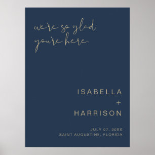 CAITLIN Navy and Gold Wedding Welcome Poster