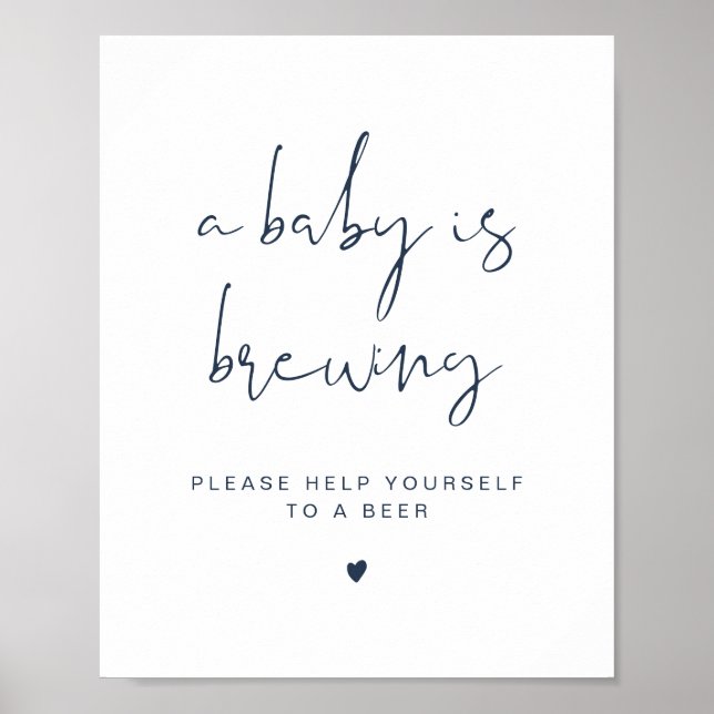 CAITLIN Navy Blue A Baby is Brewing Beer Sign  (Front)