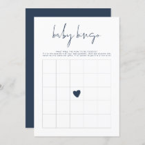 CAITLIN Navy Blue and Gold Baby Shower Bingo Game  Invitation