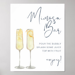 CAITLIN Navy Blue Modern Bridal Mimosa Bar Sign