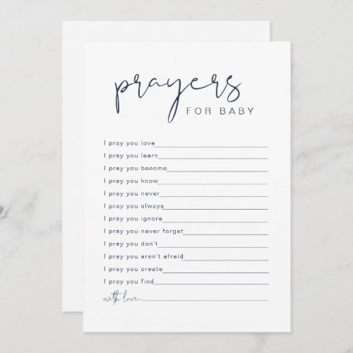 CAITLIN Navy Blue Modern Prayers for Baby Card