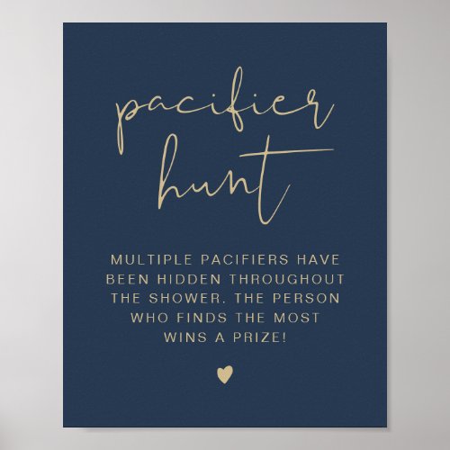 CAITLIN Navy Blue Pacifier Hunt Baby Shower Game  Poster