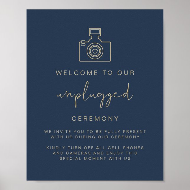 CAITLIN Navy Blue Unplugged Ceremony Wedding Sign (Front)