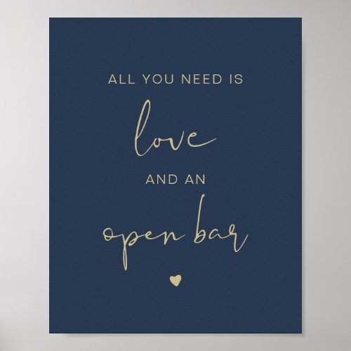 CAITLIN Navy Gold All You Need is Love  Open Bar Poster