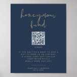 CAITLIN Navy & Gold Honeymoon Fund Wedding Sign<br><div class="desc">This printable honeymoon fun sign template template features an edgy handwritten font and modern minimalist design paired with gold and navy color combination. Use this sign for your minimalist or contemporary wedding. Pair with other items from the CAITLIN Collection for a cohesive look. ADDING A QR CODE: • VISIT goqr.me...</div>