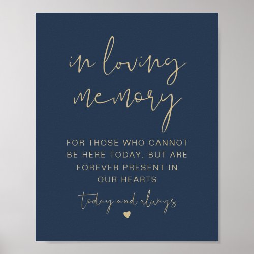 CAITLIN Navy  Gold In Loving Memory Sign