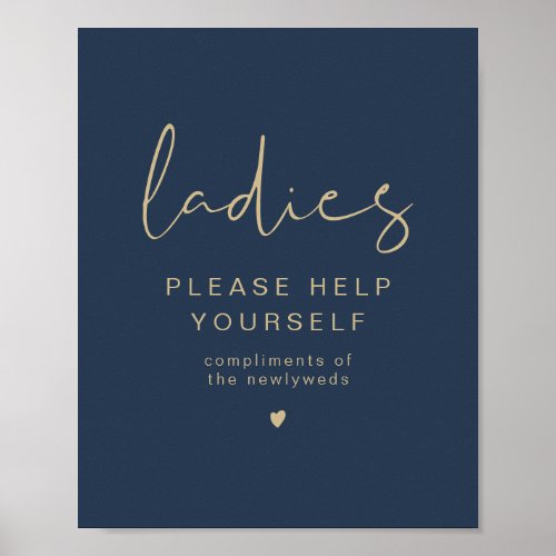 CAITLIN Navy  Gold Ladies Bathroom Toiletry  Poster