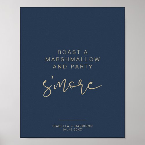 CAITLIN Navy  Gold Minimalist Smores Bar Sign