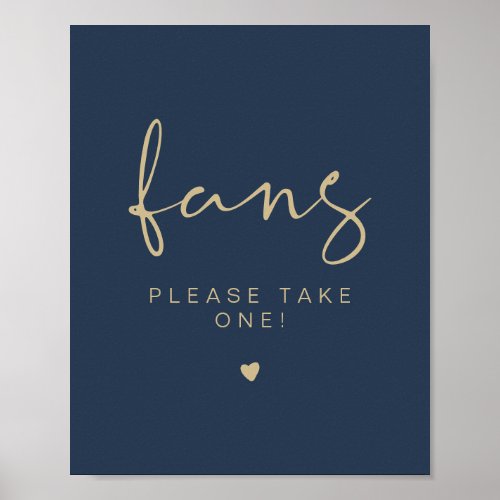 CAITLIN Navy  Gold Please Take a Fan Wedding Sign