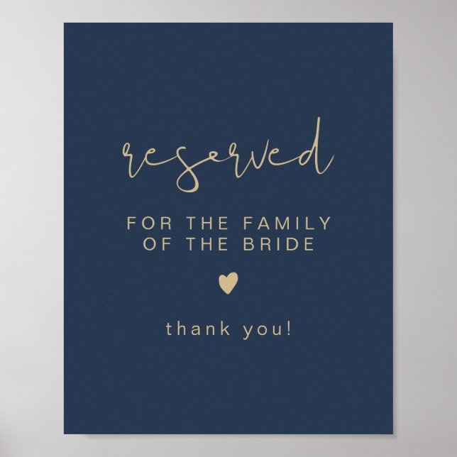 CAITLIN Navy & Gold Reserved for Family of Bride  Poster (Front)