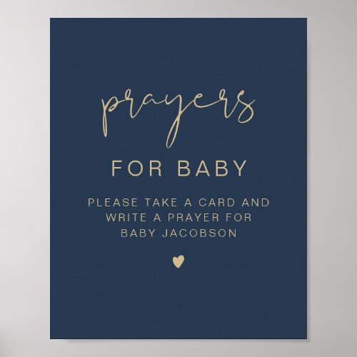 CAITLIN Navy  Gold Shower Prayers for Baby Sign