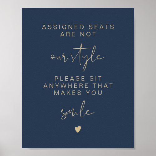 CAITLIN Navy  Gold Sit Anywhere No Assigned Seat  Poster