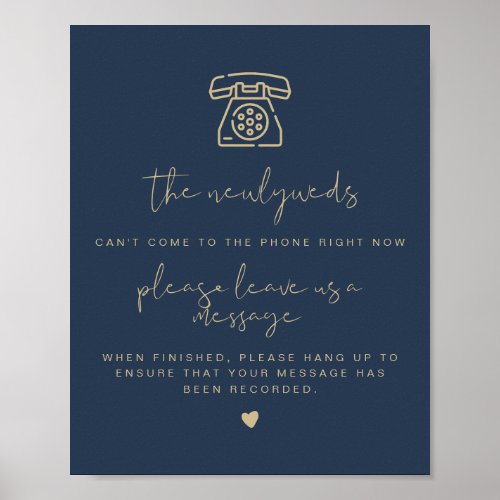 CAITLIN Navy  Gold Telephone Guestbook Sign 