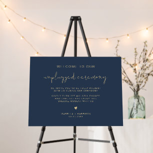 CAITLIN Navy & Gold Unplugged Ceremony Sign