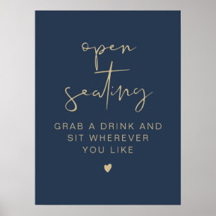 CAITLIN Navy & Gold Wedding Open Seating Sign