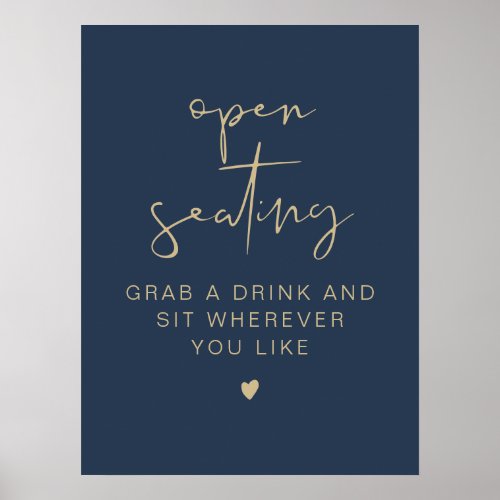 CAITLIN Navy  Gold Wedding Open Seating Sign