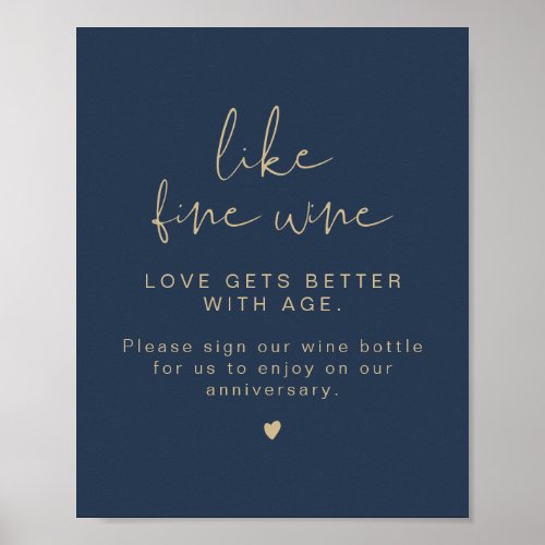 CAITLIN Navy  Gold Wine Wedding Guestbook Sign